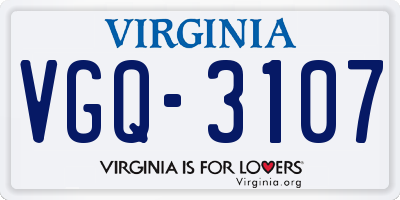 VA license plate VGQ3107