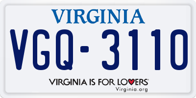 VA license plate VGQ3110