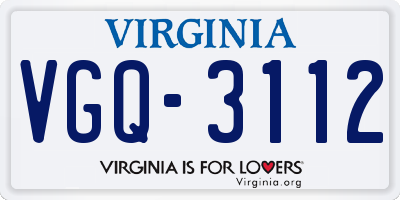 VA license plate VGQ3112