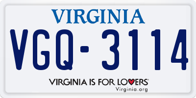 VA license plate VGQ3114
