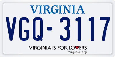 VA license plate VGQ3117
