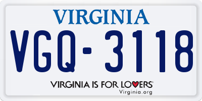 VA license plate VGQ3118