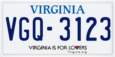 VA license plate VGQ3123