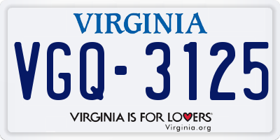 VA license plate VGQ3125