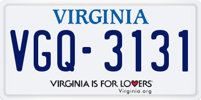 VA license plate VGQ3131