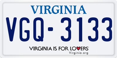 VA license plate VGQ3133