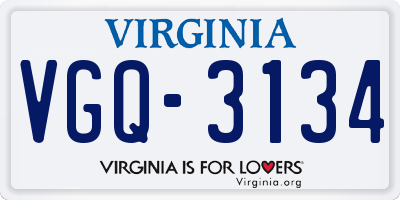 VA license plate VGQ3134