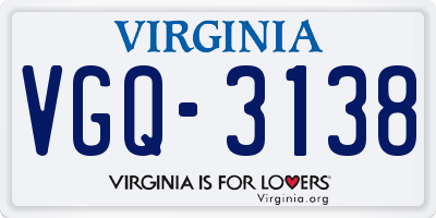 VA license plate VGQ3138