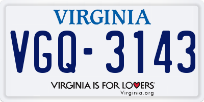 VA license plate VGQ3143