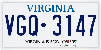 VA license plate VGQ3147