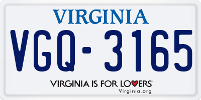 VA license plate VGQ3165