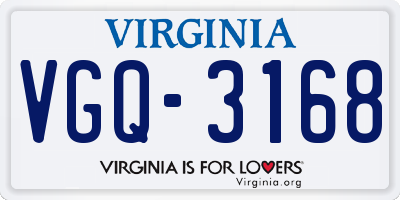 VA license plate VGQ3168
