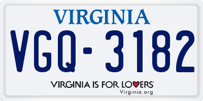 VA license plate VGQ3182
