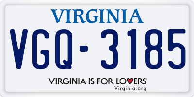 VA license plate VGQ3185
