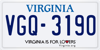 VA license plate VGQ3190