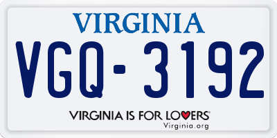 VA license plate VGQ3192
