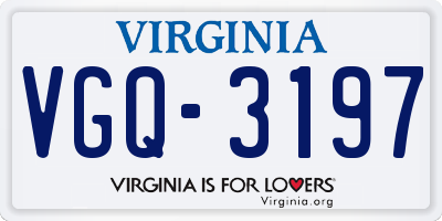 VA license plate VGQ3197
