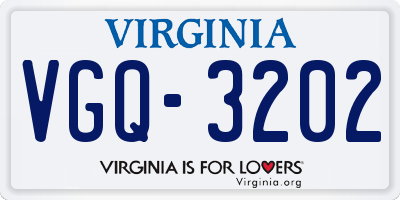 VA license plate VGQ3202