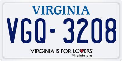 VA license plate VGQ3208