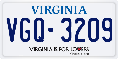 VA license plate VGQ3209