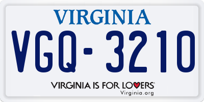 VA license plate VGQ3210