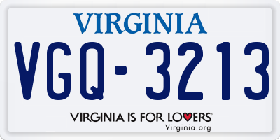 VA license plate VGQ3213