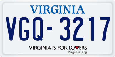 VA license plate VGQ3217