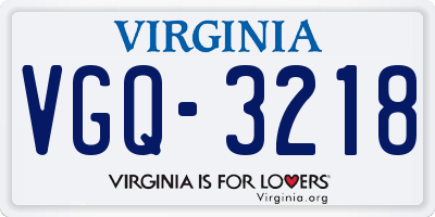 VA license plate VGQ3218