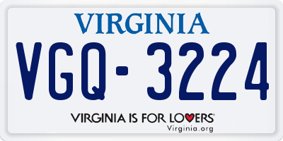 VA license plate VGQ3224