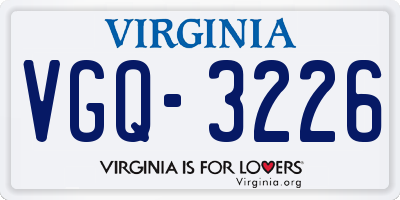 VA license plate VGQ3226