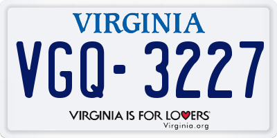 VA license plate VGQ3227