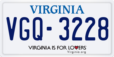 VA license plate VGQ3228