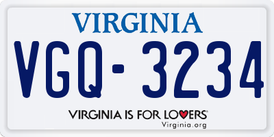 VA license plate VGQ3234