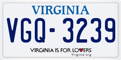 VA license plate VGQ3239