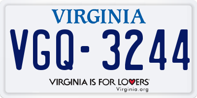 VA license plate VGQ3244