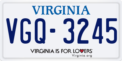 VA license plate VGQ3245