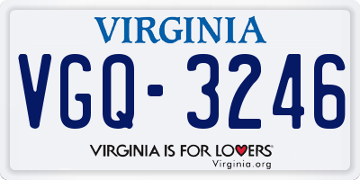 VA license plate VGQ3246