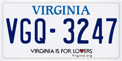 VA license plate VGQ3247