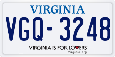 VA license plate VGQ3248