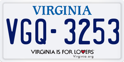 VA license plate VGQ3253