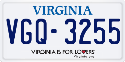 VA license plate VGQ3255