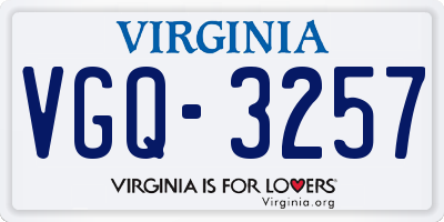 VA license plate VGQ3257