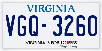 VA license plate VGQ3260