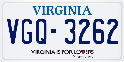 VA license plate VGQ3262
