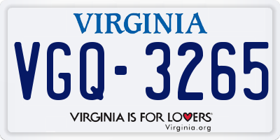VA license plate VGQ3265