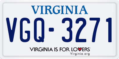 VA license plate VGQ3271