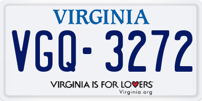 VA license plate VGQ3272
