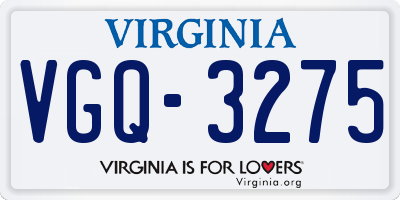 VA license plate VGQ3275