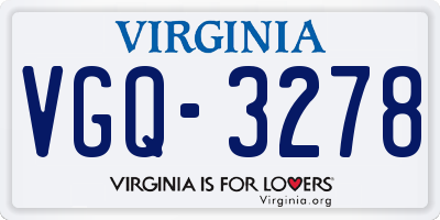 VA license plate VGQ3278