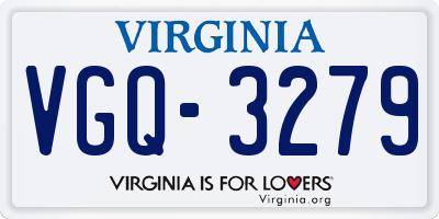 VA license plate VGQ3279
